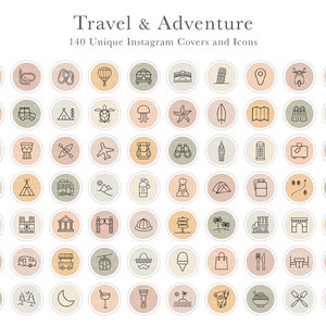 140 Travel Lifestyle Instagram Highlight Cover Icons | Adventure, Outdoor Instagram Highlight Covers | Europe and Asia travel icons