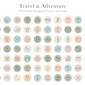 140 Travel Lifestyle Instagram Highlight Cover Icons | Adventure, Outdoor Instagram Highlight Covers | Europe and Asia travel icons