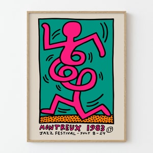 Keith Haring Pop Art Poster, Keith Haring Jazz Festival Poster, Keith Haring Printable Wall Art, Pop Art Poster, Keith Haring Poster