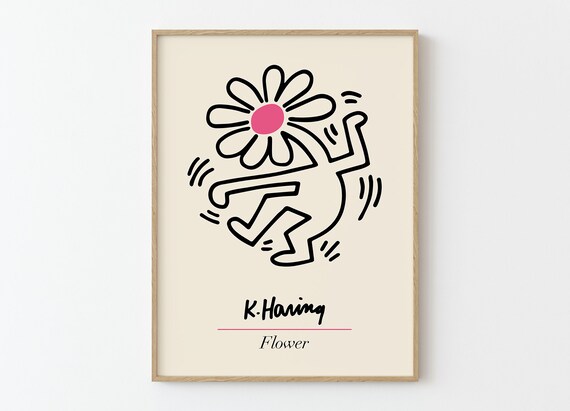 Keith Haring Pop Art Poster, Keith Haring Dancing Flower Head, Keith Haring  Printable Wall Art, Pop Art Poster, Keith Haring Poster - Etsy Sweden
