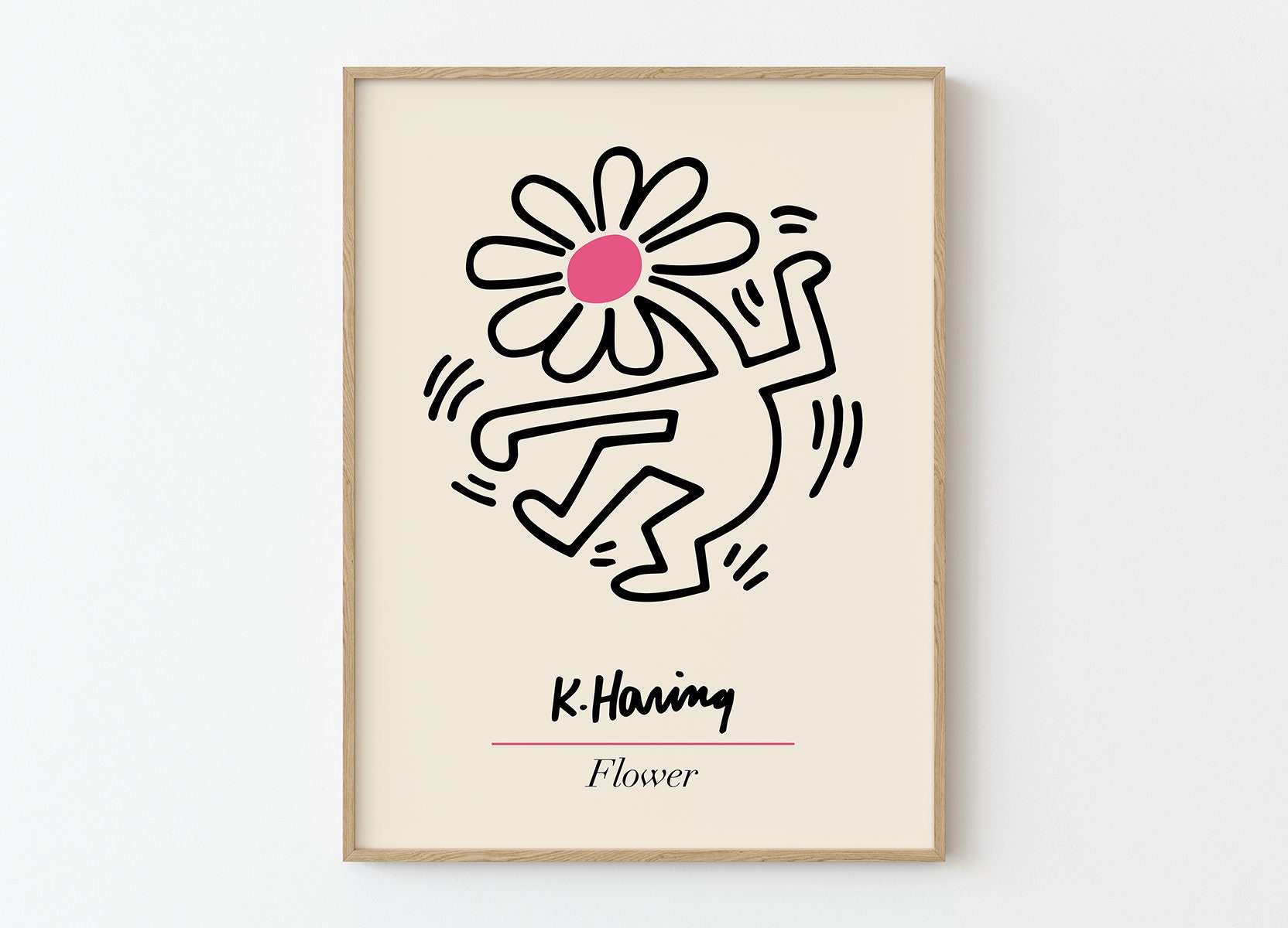 Keith Haring Pop Art Poster, Keith Haring tanzender Blumenkopf, Keith Haring  druckbare Wandkunst, Pop Art Poster, Keith Haring Poster - .de
