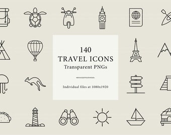 140 Travel Lifestyle Highlight Covers Transparent Background | Adventure, Outdoor Instagram Highlight Covers | Europe, Asia travel icons