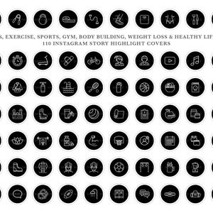 110 Fitness, Workout, Übung Instagram Highlight Covers | Sport, Fitness, Gesunder Lebensstil Icons | PersonalTrainer | Gewichtheben Icons