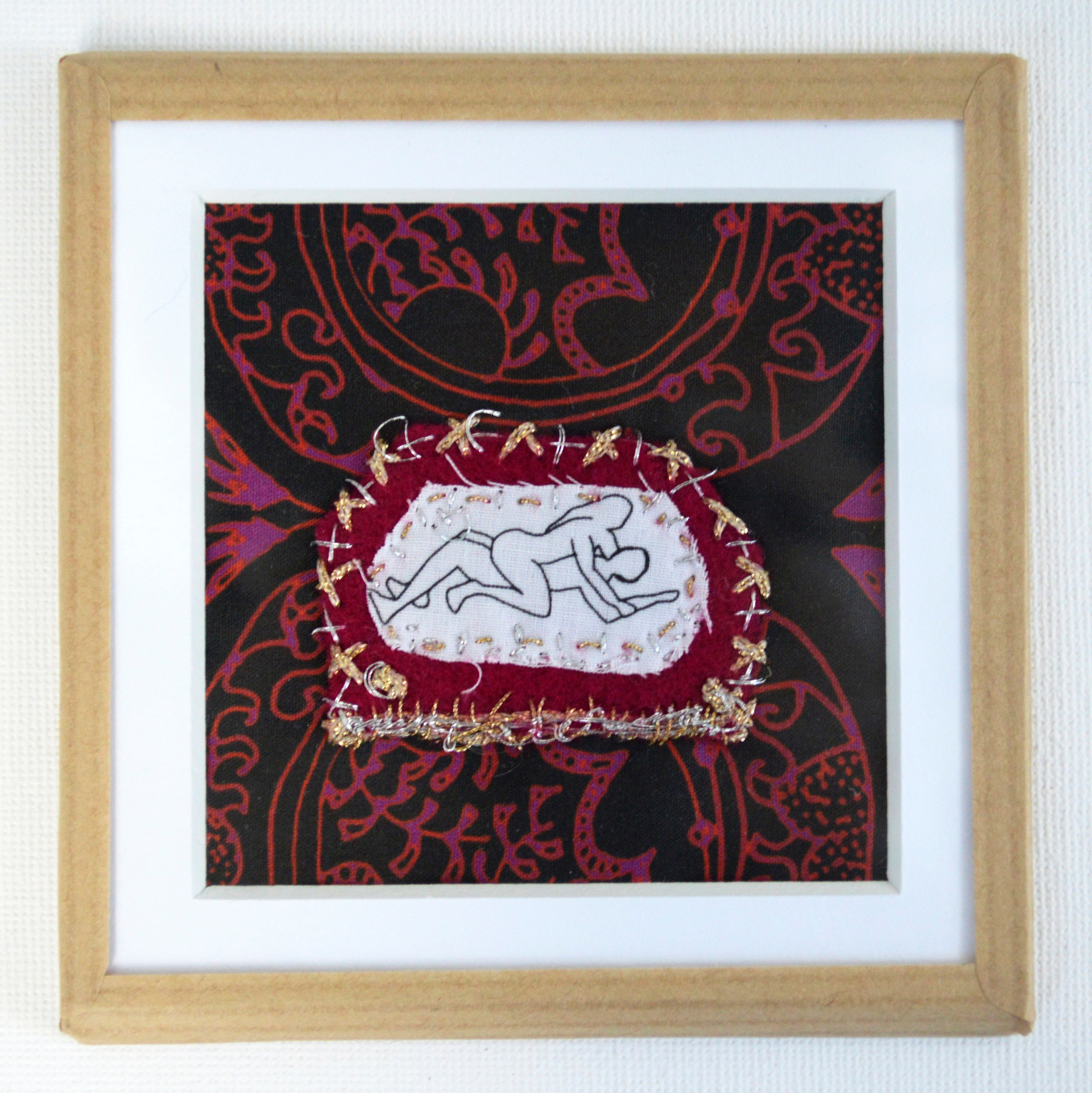 Tableau Textile Ex Voto Désir 2 Brodé à La Main