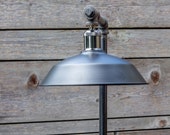 Industrial Pipe Table Lamp - Edison Style Valve Handle - Vintage Pressure Gauge - Steampunk