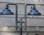 Industrial Pipe Table Lamp - Edison Style Double Shade - Steampunk - Vintage