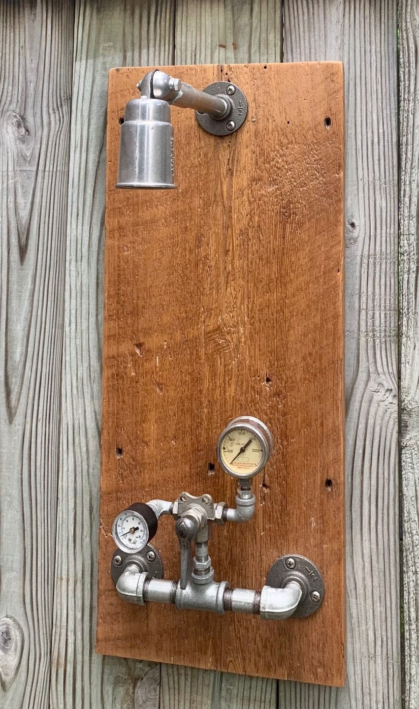Rustic Plug Reclaimed Wood Plug-in Wall Sconce – Steampunk Industrial Pipe Decor - Etsy