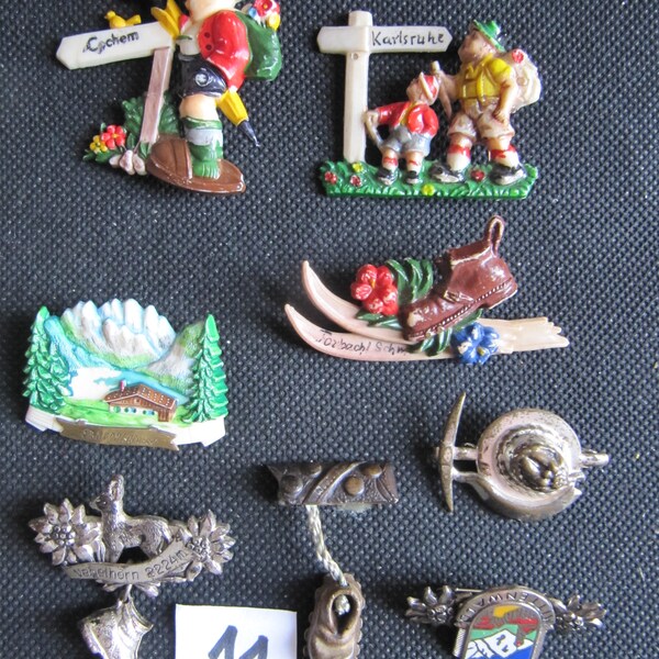 Konvolut mid century Andenken Broschen/Brooches, Souvenir-Broschen-Celluloid vintage, 50er Jahre/50s-60s-Deutschland!