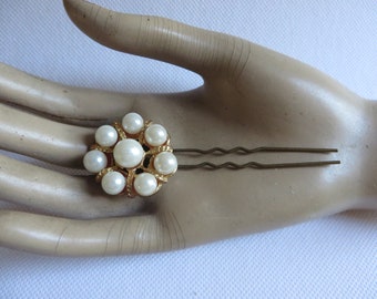 Wedding, *Glamour* true vintage hairpin in "U" shape, beautiful hair accessory, 50s, white, gold, bride, glamour, unique,