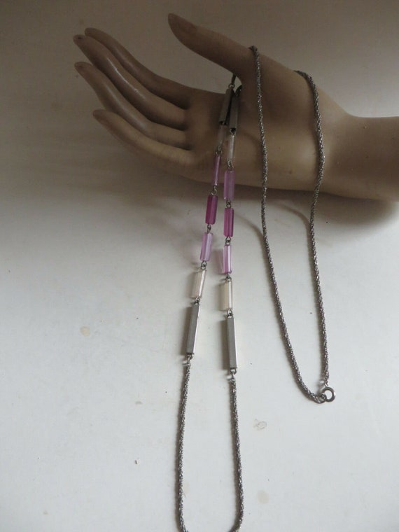 Very Nice "Art Deco" Flapper Chain-Lucite-Metal-40