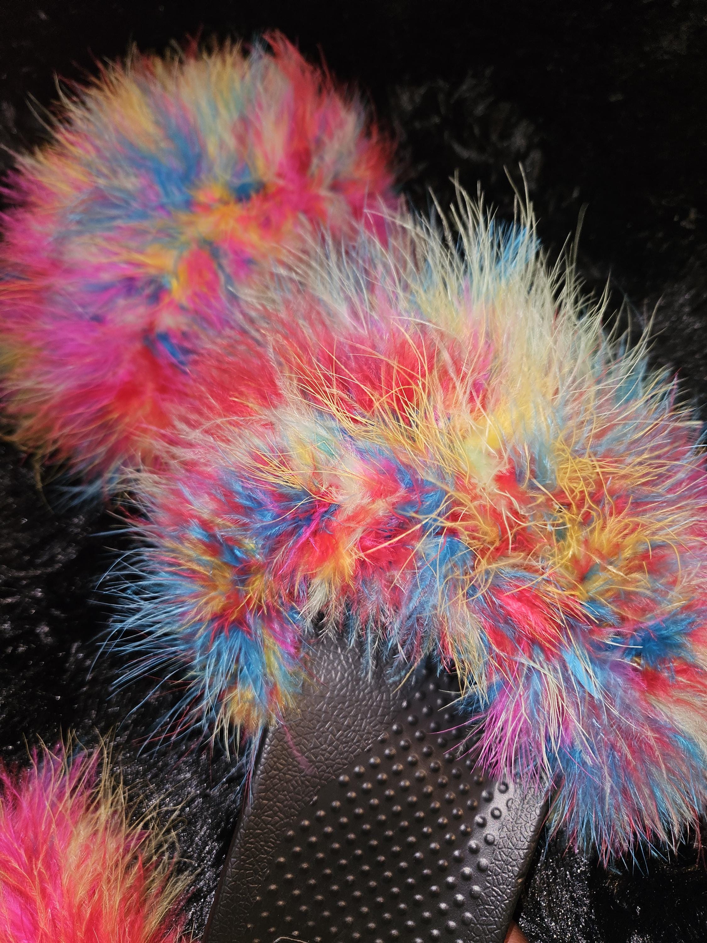 Rainbow Fur Slides