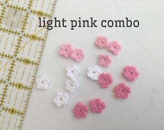 mini handmade crocheted flowers, package of 15