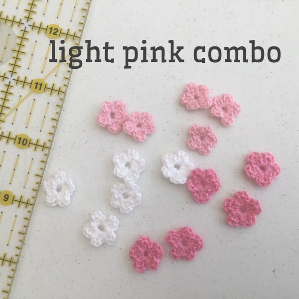 mini handmade crocheted flowers, package of 15