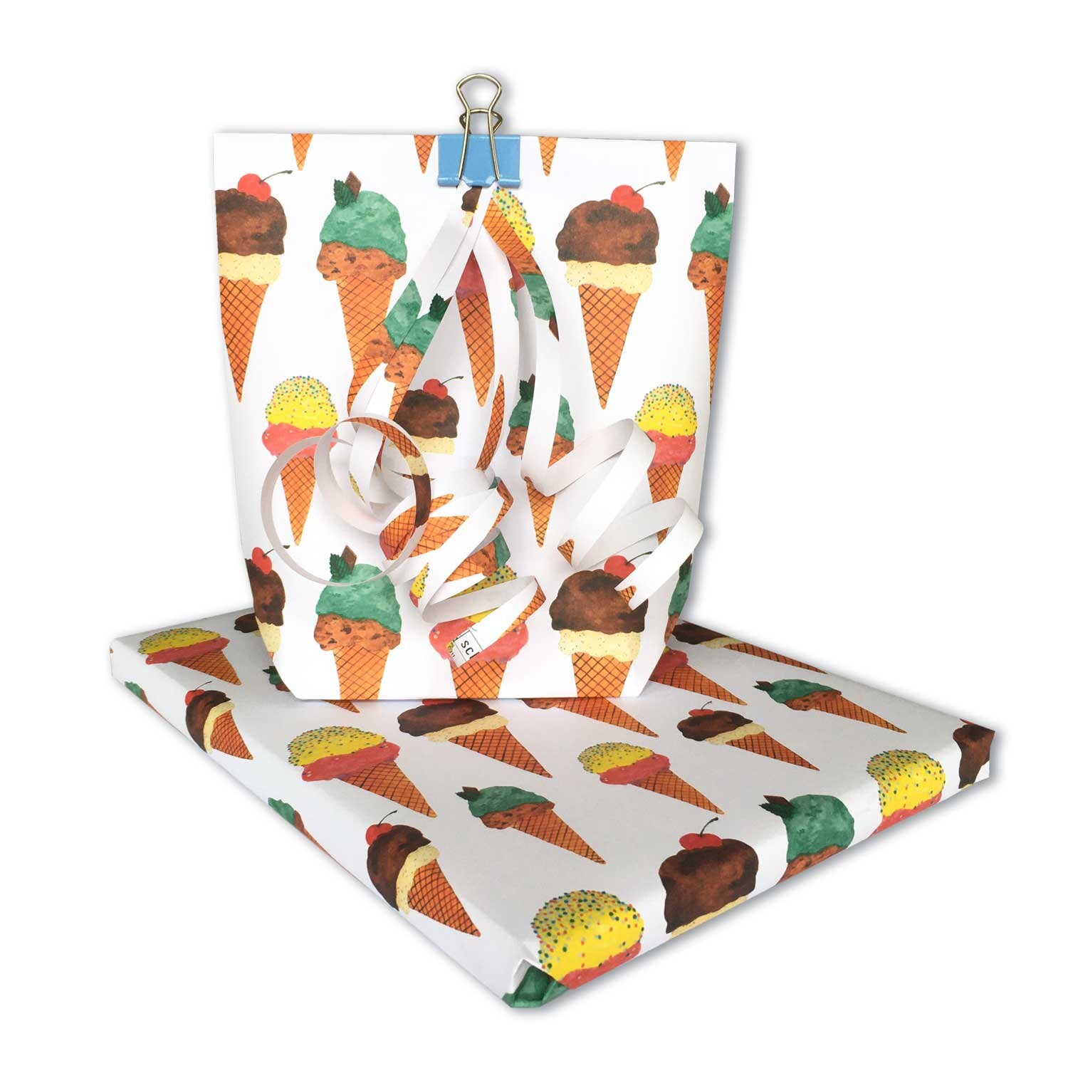 Geschenkpapier Eis verschiedene Sorten bunt 1 Bogen 50 x