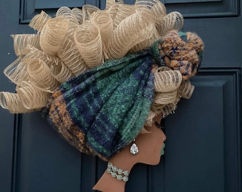 Afrocentric Diva Wreath, Black Girl Magic Türschild, Made to Order