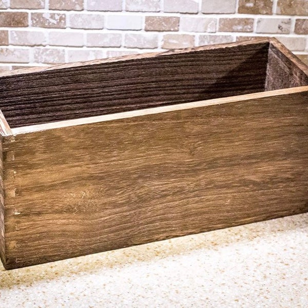 Wood table-top organizer box