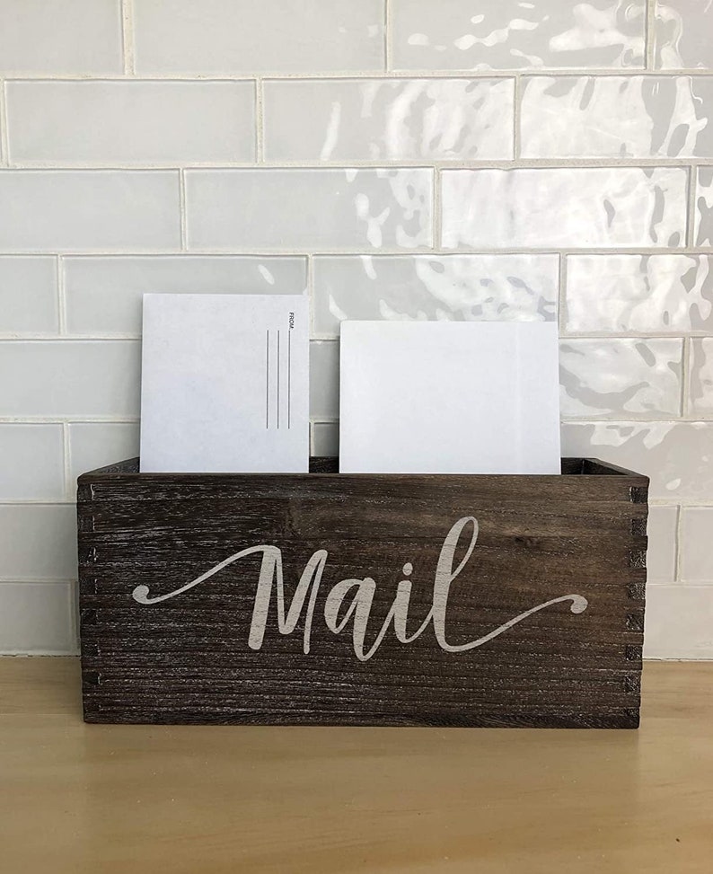 Wood quot;Mailquot; Painted table-top organizer box Wood quot;Mailquot; Painted table-top organizer box