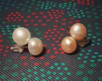 Genuine Freshwater Pearl Studs (8mm), Sterling Silver Earrings