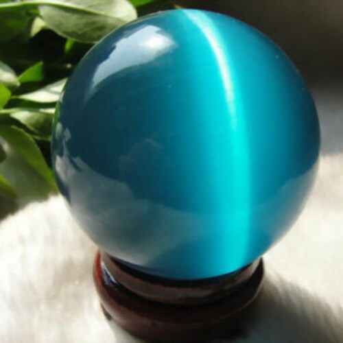 100mm Sky Blue Cat Eye Crystal Quartz Ball Sphere Stand Etsy