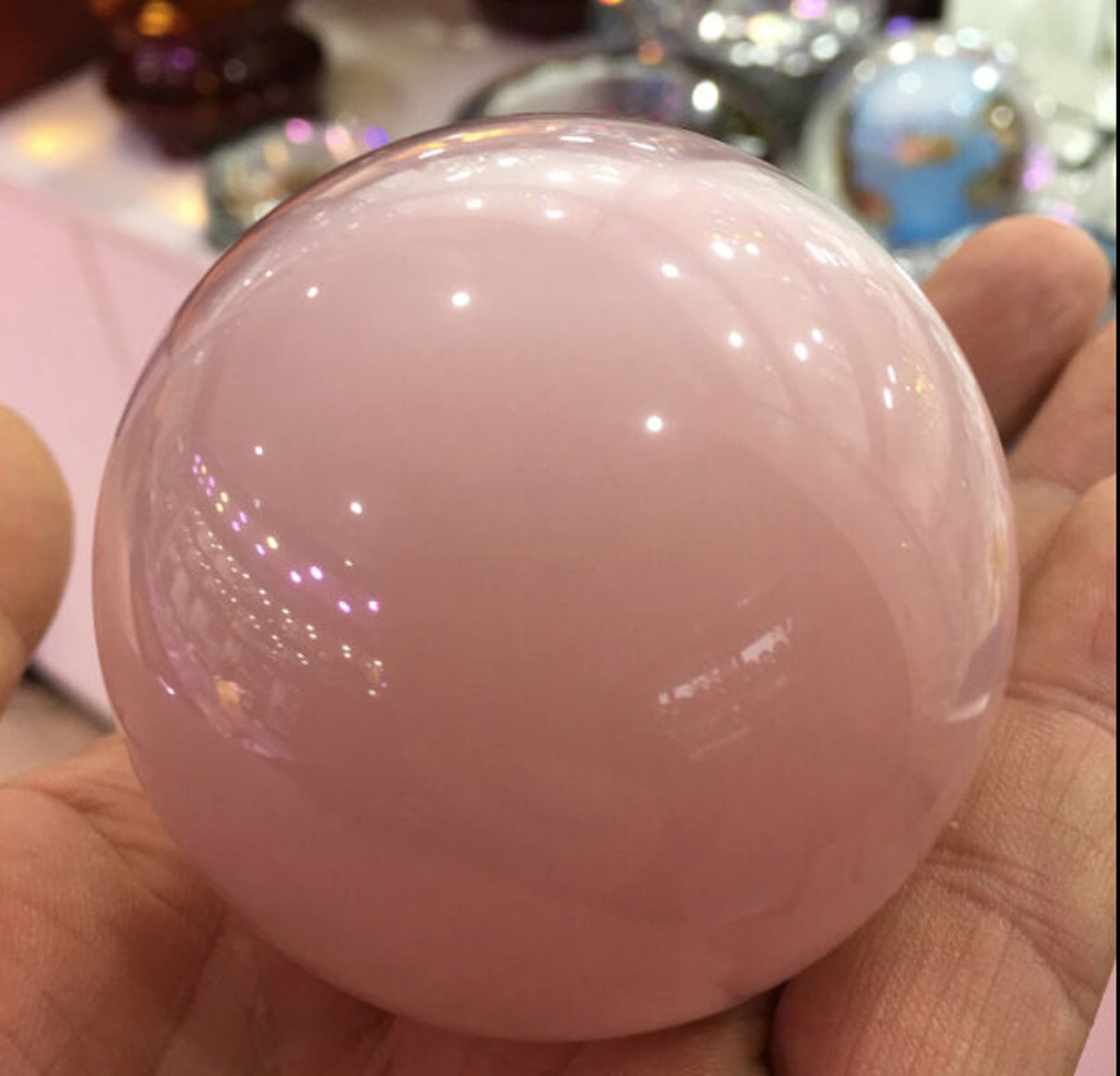 290g 60mm Rare Pink Cat Eye Crystal Quartz Ball Sphere Stand Etsy