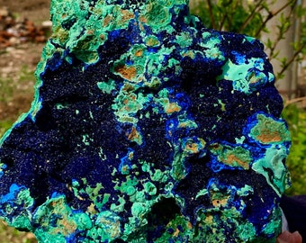 2452g Large Natural Azurite Malachite Crystal Cluster Geode Rough Rare Mineral Specimen, Mining Azurite Malachite