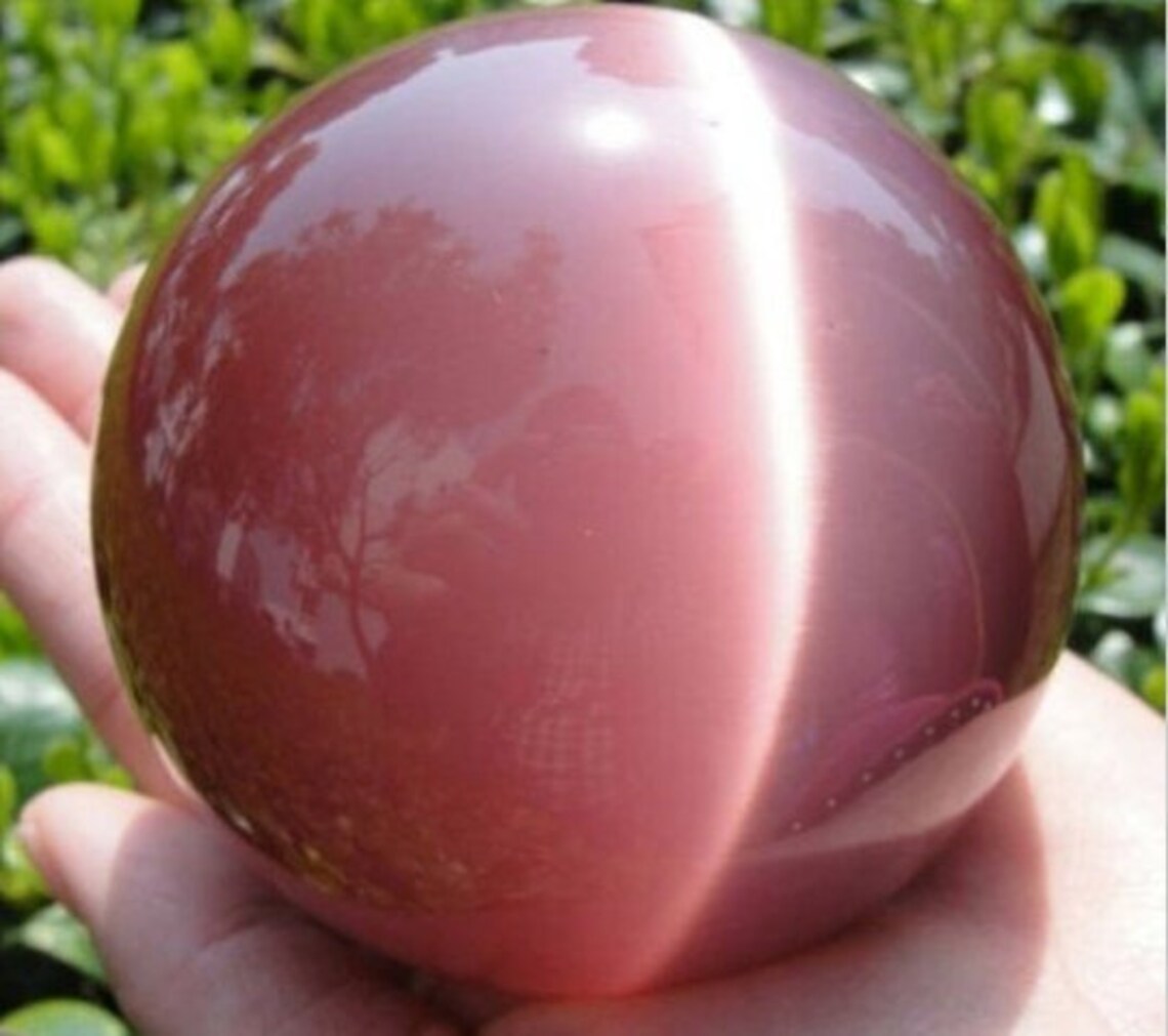 60mm 80mm Rare Pink Cat Eye Crystal Quartz Ball Sphere Etsy