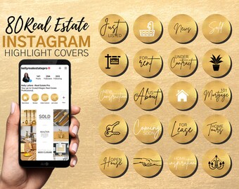 80 Gold Real Estate Instagram Highlights | 80 Realtor Social Media Highlights | Real Estate Social Media Marketing | Real Estate Marketing