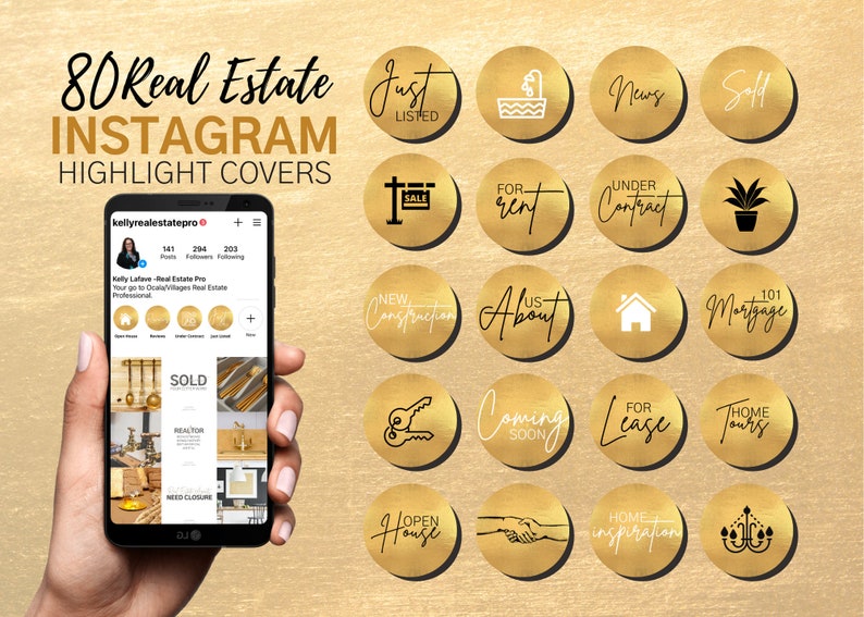 80 Gold Real Estate Instagram Highlights | 80 Realtor Social Media ...