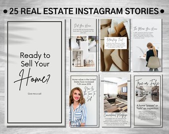 25 Real Estate Instagram Story Posts | Green Theme | Real Estate Social Media | Real Estate Templates | Real Estate Marketing