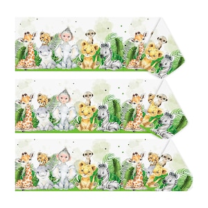 Jungle Safari Tablecloth, Sage Green Baby Shower Decorations, Safari Birthday Decorations for Boy Girl, Animal Print Party Supplies