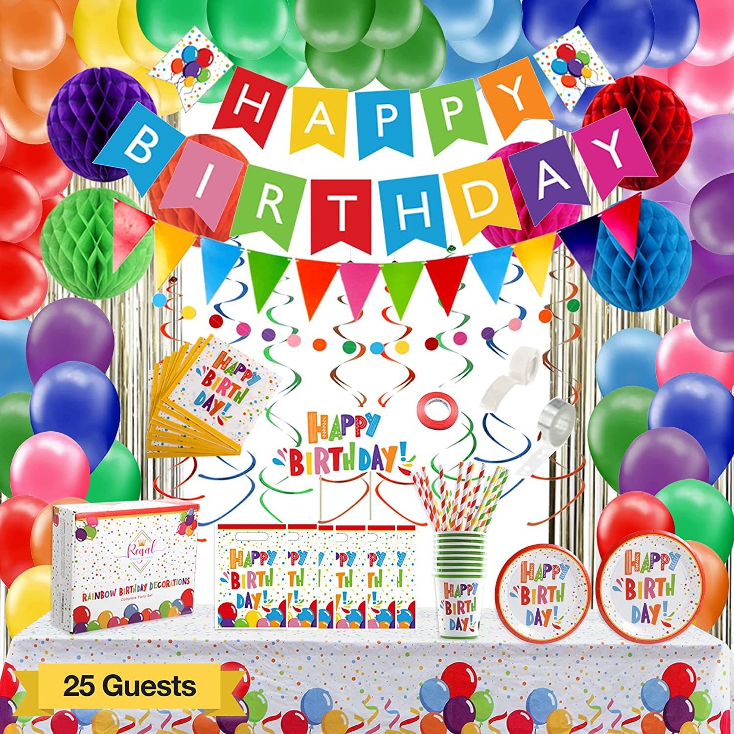 275PC Colorful Birthday Party Decorations for Boy, Girl, Adults Rainbow  Party Supplies With Happy Birthday Banner, Balloon Garland Arch Kit -   Denmark