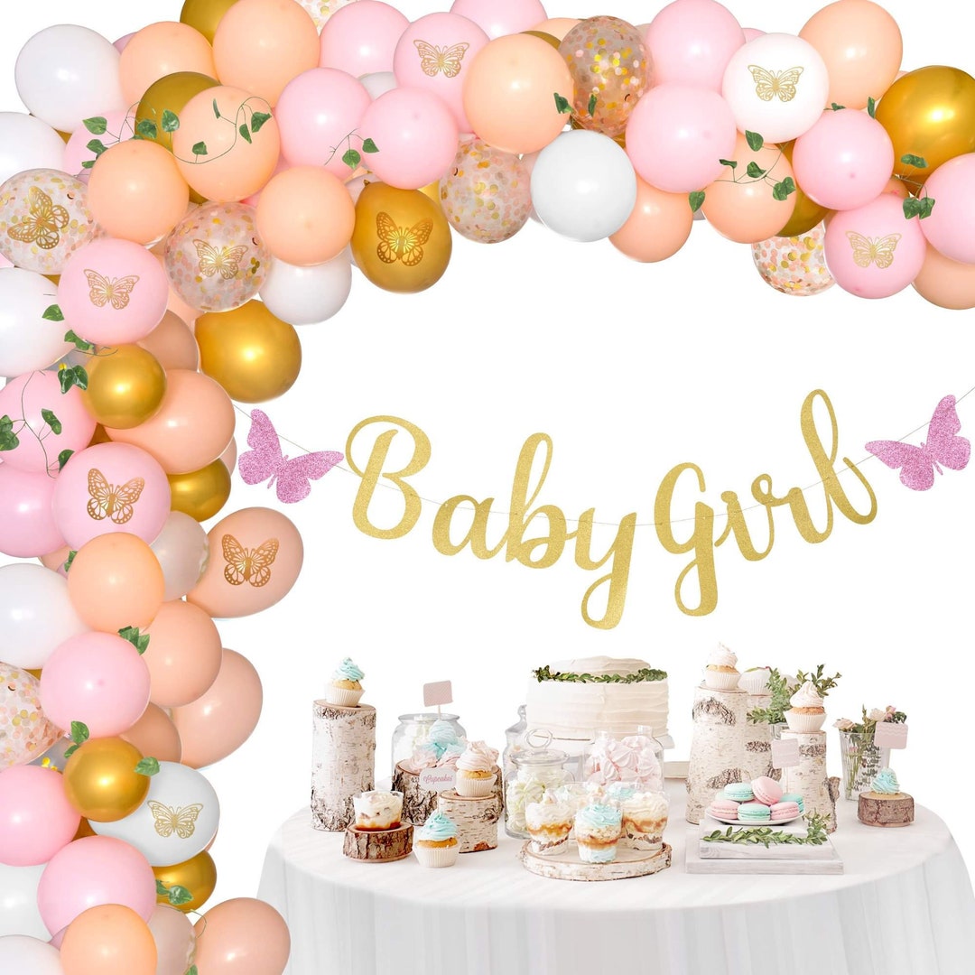 Decoraciones de baby shower de jardín de mariposas para niñas: 110