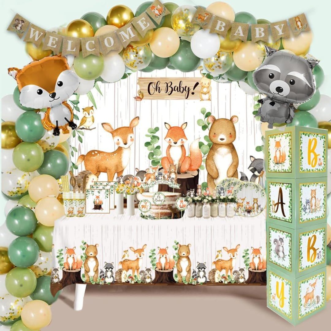MEGA 257pc Woodland Baby Shower Decorations for Boy or Girl Kit