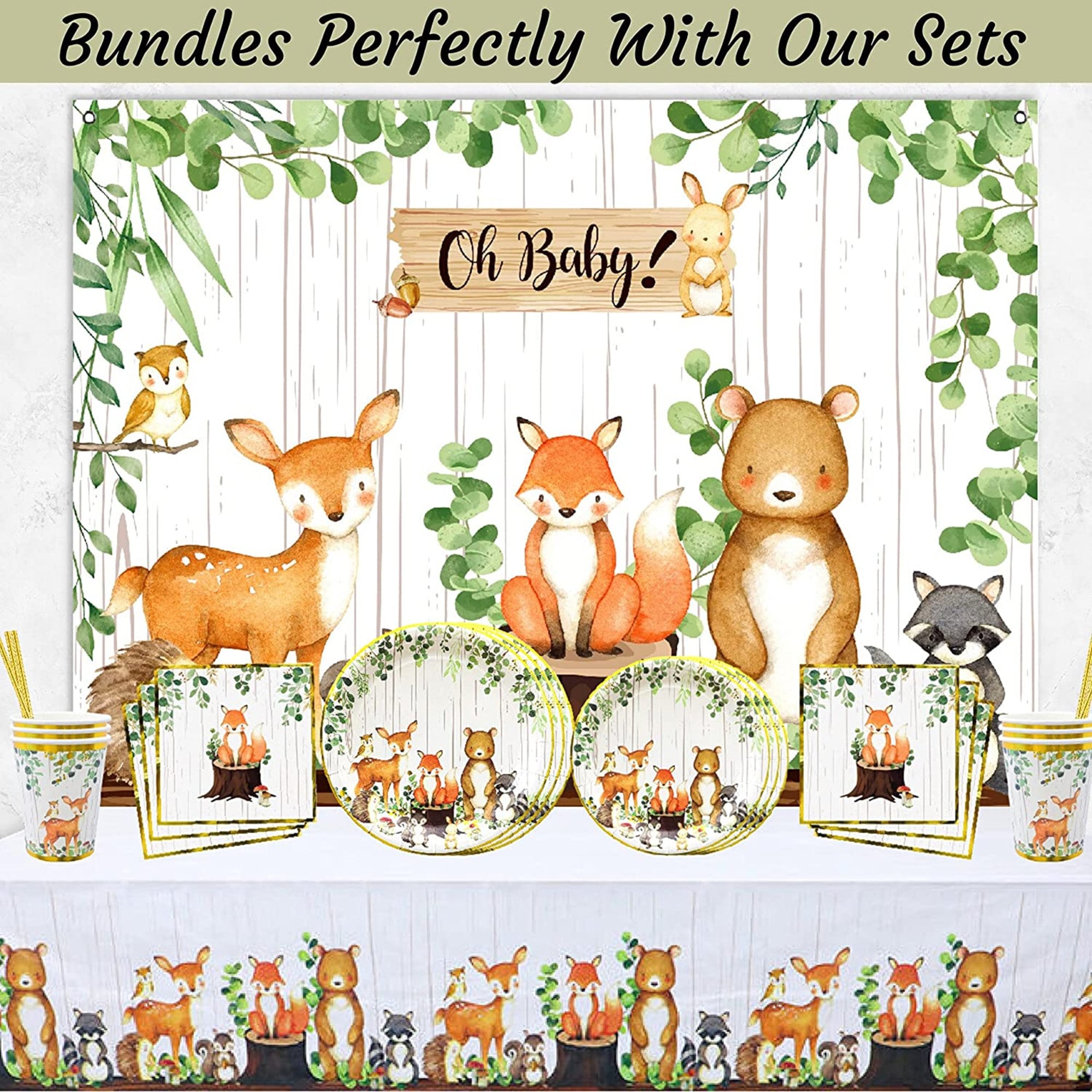 Woodland Baby Shower Decorations Plastic Tablecloth Birthday Etsy