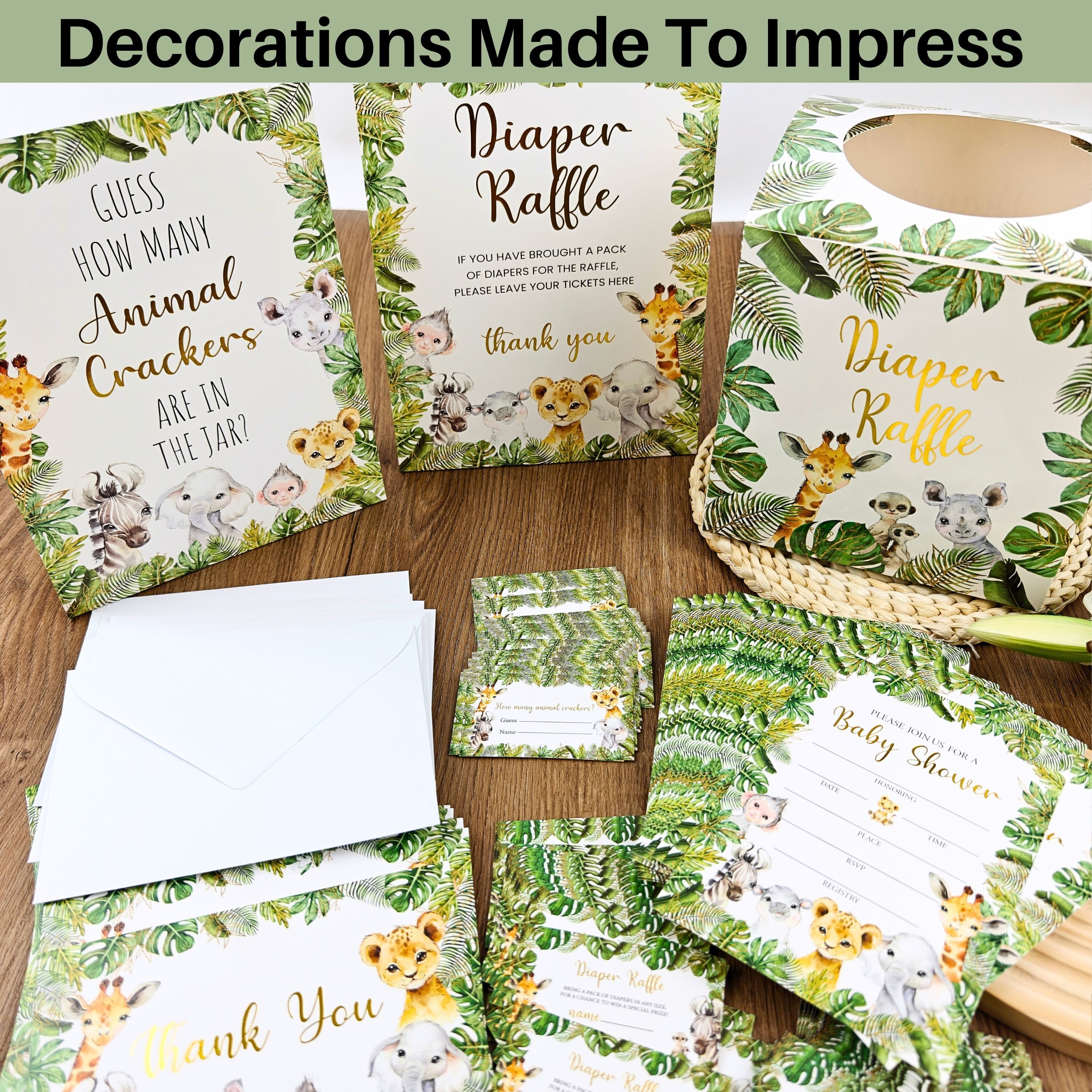 Woodland Baby Shower Guest Book BLUE JUNGLE SAFARI Blank With Envelopes Baby  Shower Invitations, image size:3000x3000