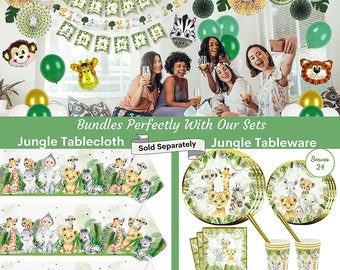 thumbnail image 2 of Creative Converting Jungle Safari Tablecloth – 54x102 – Plastic – Disposable – Birthday Party Decor 2 of 6