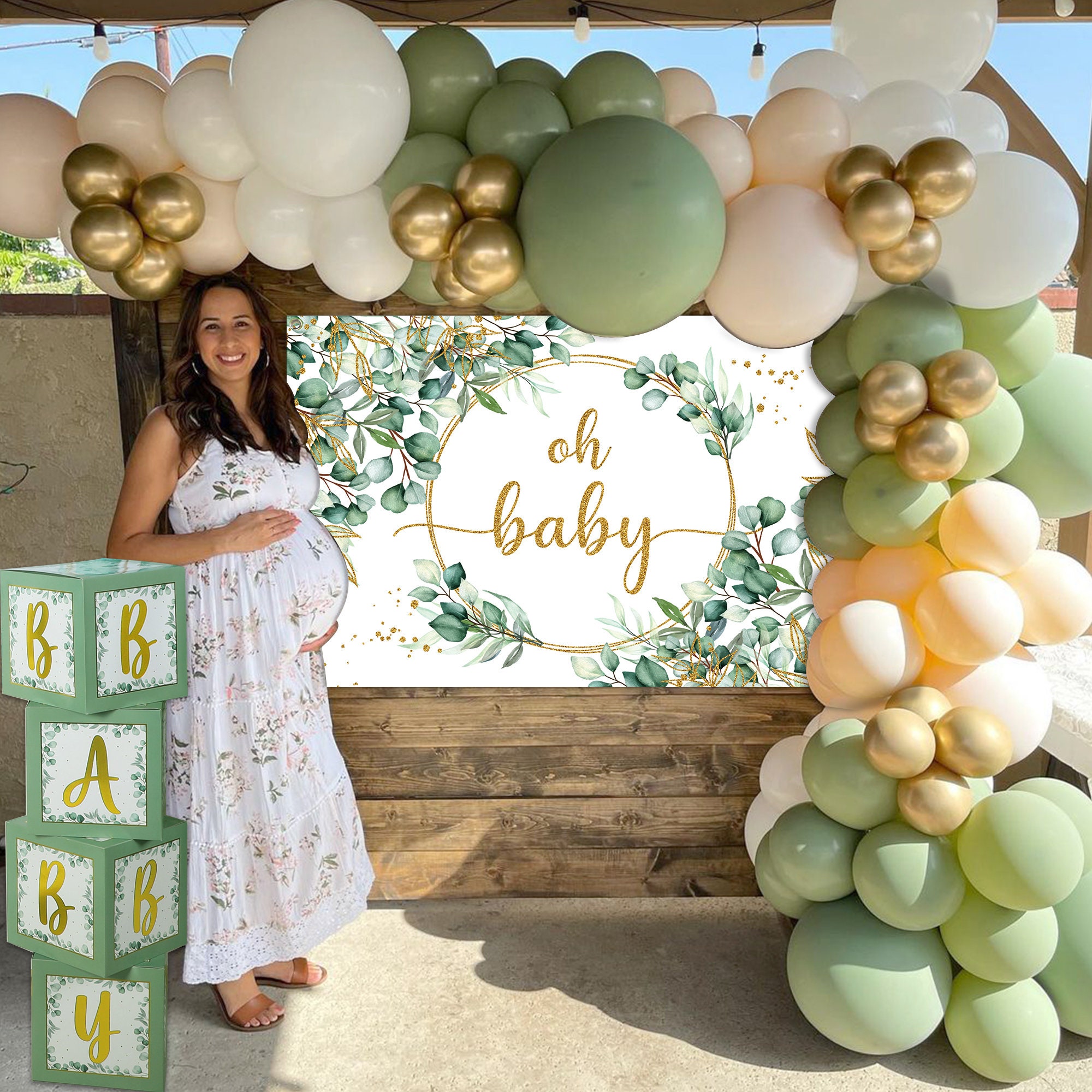 Piatti Verde Salvia Kit Decorazioni Feste Verde Salvia E Rosa Cipria - Lanterne, Ventagli, Pompon Per Matrimoni E Baby Shower Baby Shower Matrimonio