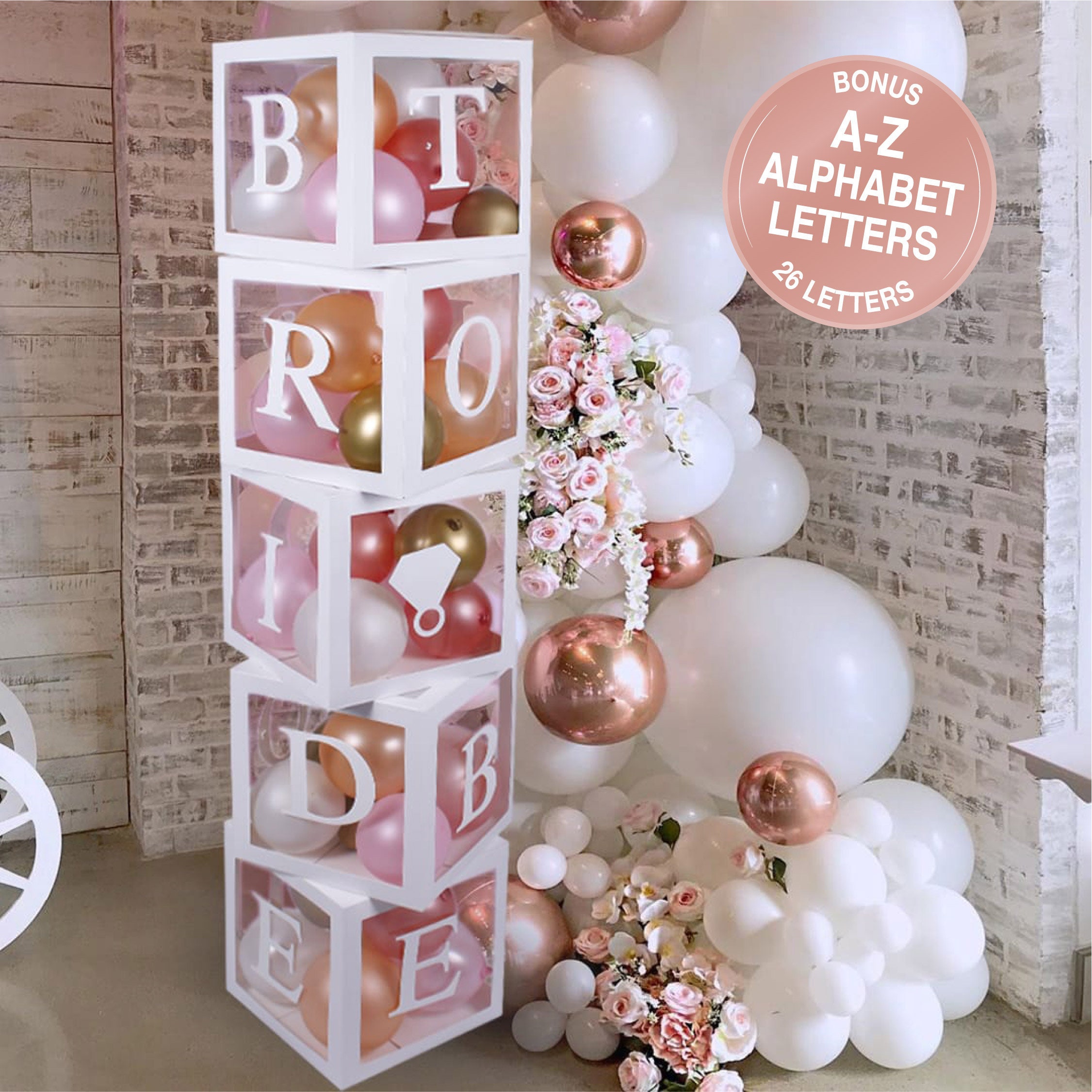 Kit de 82 piezas de decoración de baby shower para niño, caja de globos de  bloque transparente gigante para bebé, incluye bebé, letras del alfabeto