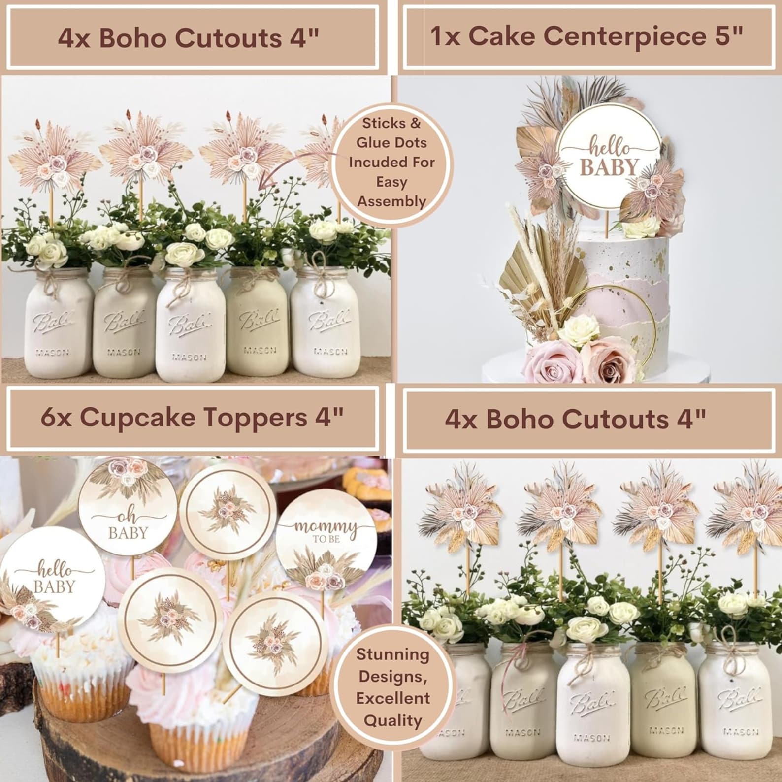 MEGA 254 Pc Boho Baby Shower Decorations for Girl or Boy | Neutral