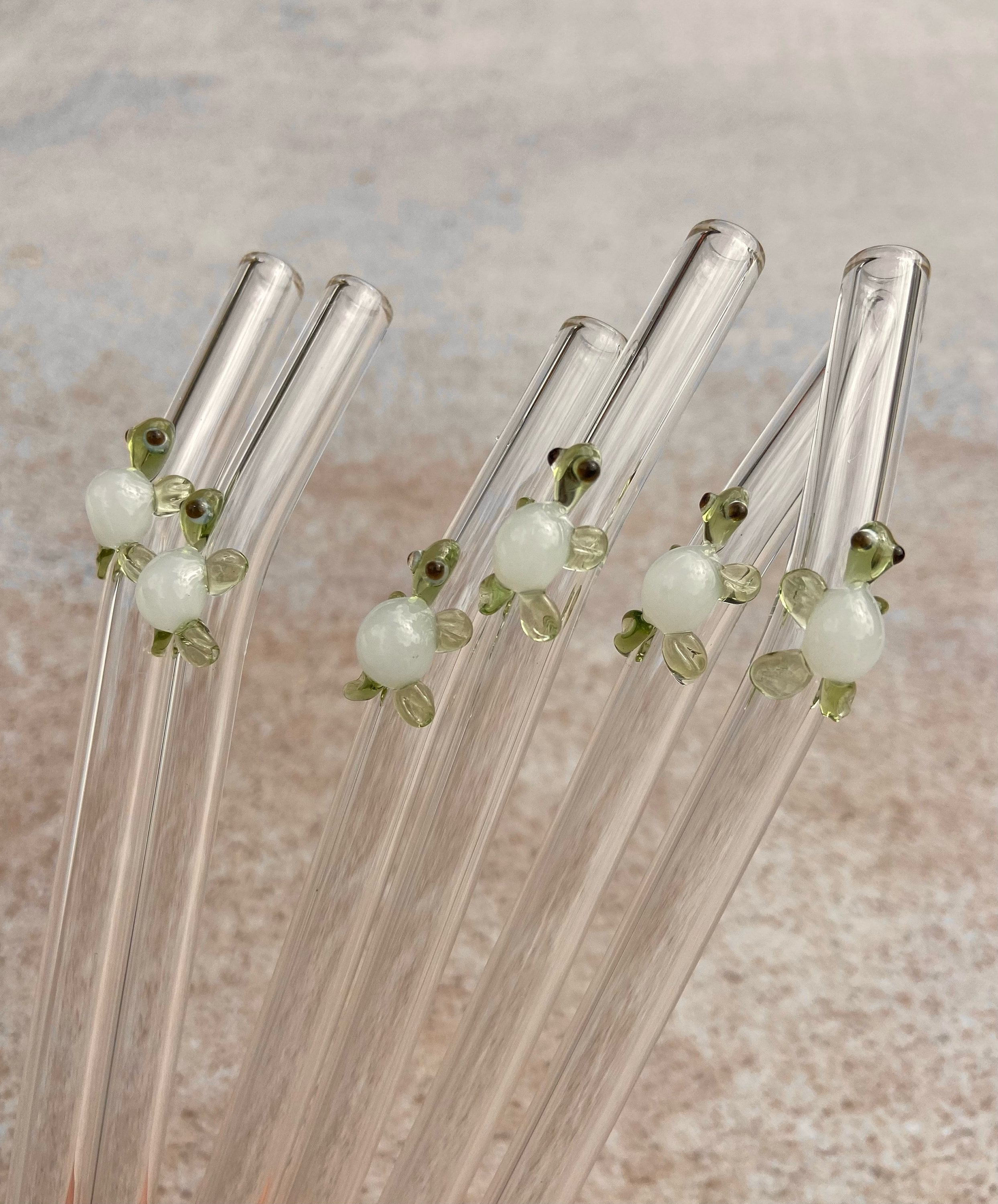 Reusable Glass Straws Shatter Resistant, 6 Pack Cute Glass Straws with 2  Cleaning Brushes, Clear Glass Straws with Design, for Iced Coffee, Juice