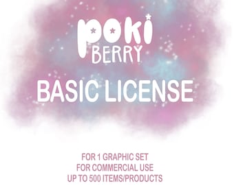 pokiberry Basic License for 1 Graphic Set for Commercial Use up to 500 Items/Products