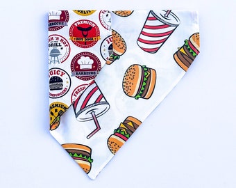 Hundehalstuch Hamburger | Fast Food Druck | Reversibel, über den Kragen oder zum binden