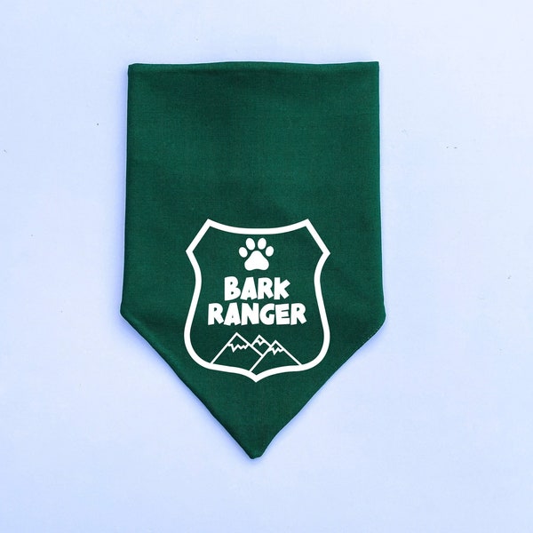 Hiking Dog Bandana | Over the Collar or Tie On | Bark Ranger, Camping Mountains, Explore, Adventure | Personalized Reversible Bandana Custom