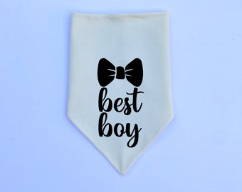 Best Boy Dog Bandana | Over the Collar or Tie On | Dog Wedding Bandana, Dog of Honor Bandana, Dog Wedding Party  | Engagement Gift, Pet