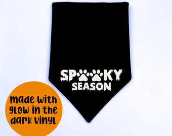 Halloween Dog Bandana, Over the Collar or Tie On | Spooky Season, Glow in the Dark | Reversible, Personalized Bandana | Funny Dog Bandana