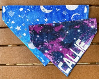Pañuelo espacial para perros / Para colocar sobre el collar / Pañuelo reversible para gatos con diseño galáctico