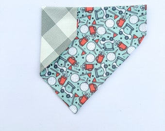 Golf Dog Bandana | Reversible, Over the Collar or Tie On
