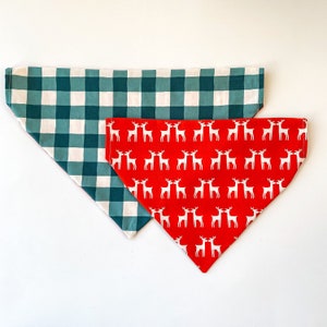 Bandana pour chien de Noël | Plaid, | de rennes Par-dessus le col ou la cravate sur | | réversible et personnalisée Bandana pour chiens de vacances, | d’hiver Bandana pour chat