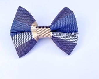 Dog Bow Tie | Fall, Plaid, Autumn, Halloween | Gingham Plaid, Tan, Black | Cat Bow Tie | Collar Bow Tie | Dog Accessory | Pet Bow