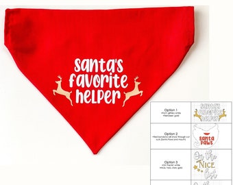 Bandana de cachorro de Natal, sobre a coleira ou gravata | Bandana engraçada para cachorro, Natal dizendo Bandana | Bandana de gato | Bandana personalizada para cachorro | Papai Noel